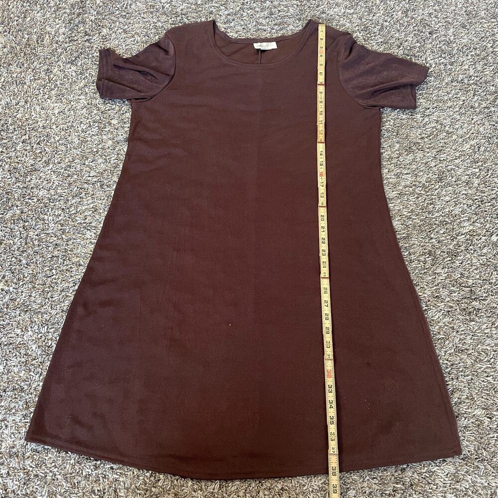 Vintage Casual Dress Plus Size 14W 16W Chocolate Brown Minimal Stretch T Shirt - Picture 11 of 12